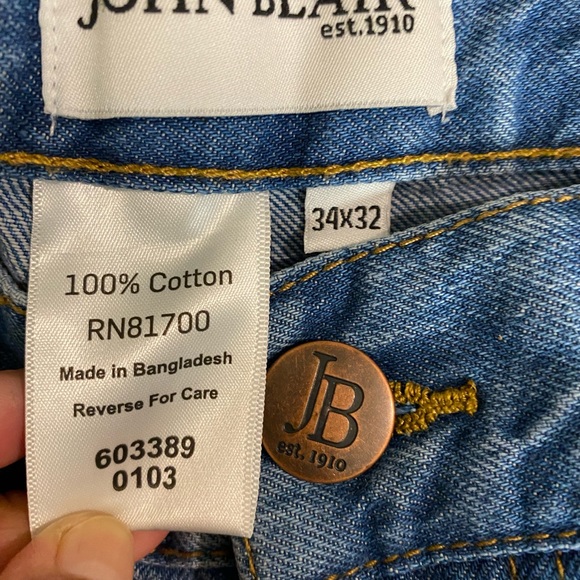 John Blair Jeans Adult 34 Blue Straight Leg Mens Casual 34x32 Cotton - Picture 8 of 16
